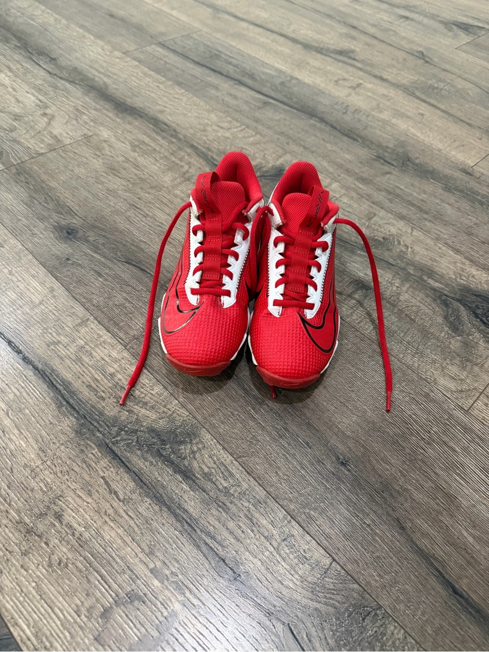 Nike Kids Red and White Baseball Vapor Cleats
